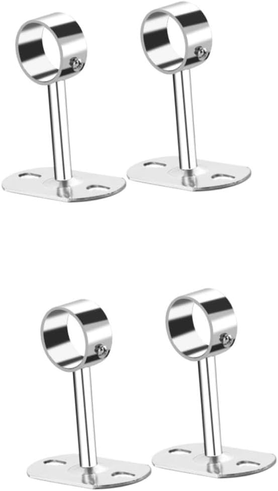Alipis 4pcs Stainless Steel Closet Rod Holders Heavy Duty Flange Sockets for Easy Installation Rod Brackets for Shower Curtains and Clothes Hanging Resistant Design for -term Use
