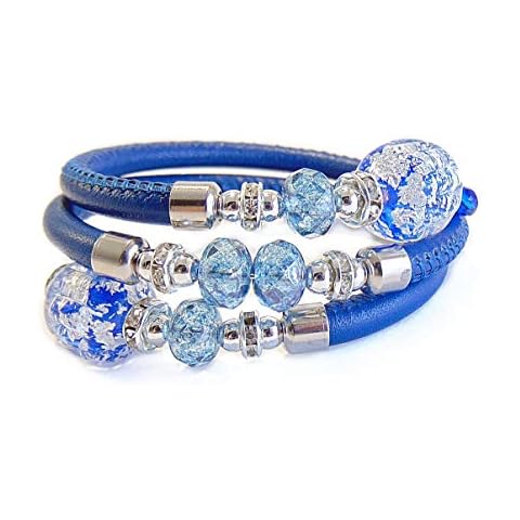 Bracelet Diana en cuir et verre de Murano Cover