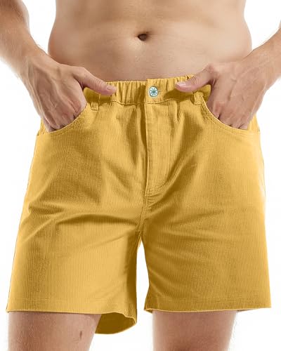 AIMPACT Men's Corduroy Shorts 5 Inch Cotton Casual Pockets Gingeryellow