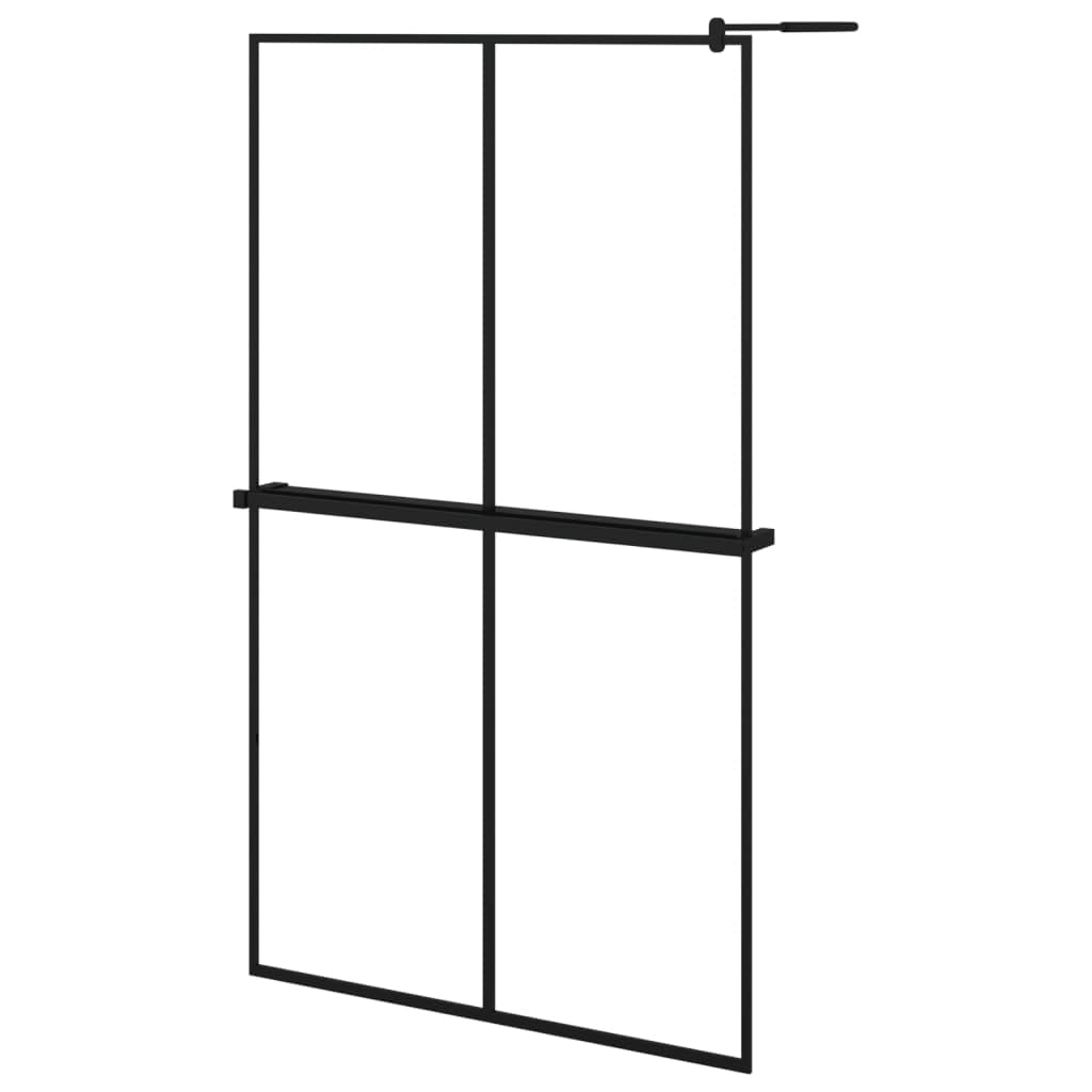 Mampara Ducha con Estante Vidrio ESG y Aluminio Negro 118x190cm, Mampara Bañera, Mampara Baño Ducha, Cabina De Ducha, Mampara Baño - 3185487