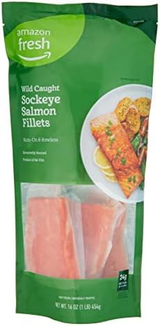 Amazon Fresh - Wild Caught Alaskan Sockeye Salmon, 1 lb (Frozen)