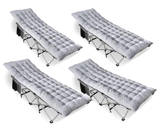 ZONETECH Folding Outdoor Camping Travel Cot and Pad -4 Pack Premium Quality Lightweight Portable Heavy Duty Adult & Kids w/Large Pocket and Cushion (Gray 4-Pack)