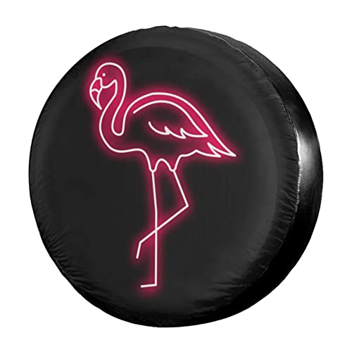 Pink Flamingo Spare Tire Cover Dust-Proof Wheel Tire Cover Fit Trailer, RV, SUV and Many Vehicle 17 Inch