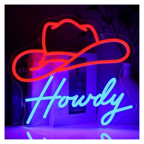 SHOUXI Decoración Lámparas Cowboy Howdy Letrero De Neón USB Dimmab Luces LED Para Dormitorio Zona Juegos Hogar Granja Sala Estar Cerveza Bar 15.35x12.8in