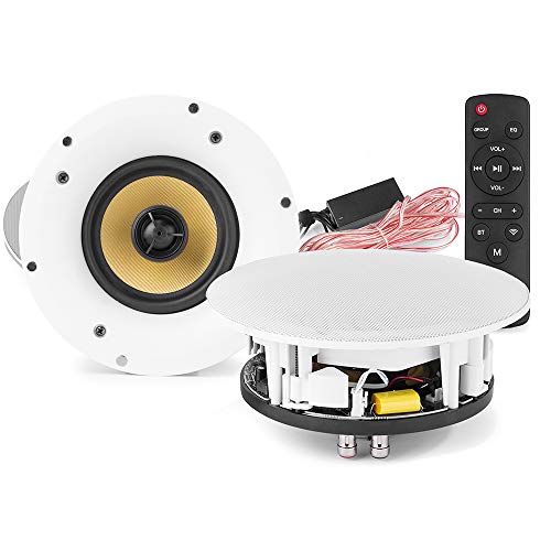 Power Dynamics WCS80 8-Inch Wireless Bluetooth Ceiling Speakers Pair, WiFi Multi Room Speaker System with Superior Sound Quality for Home and Office Use