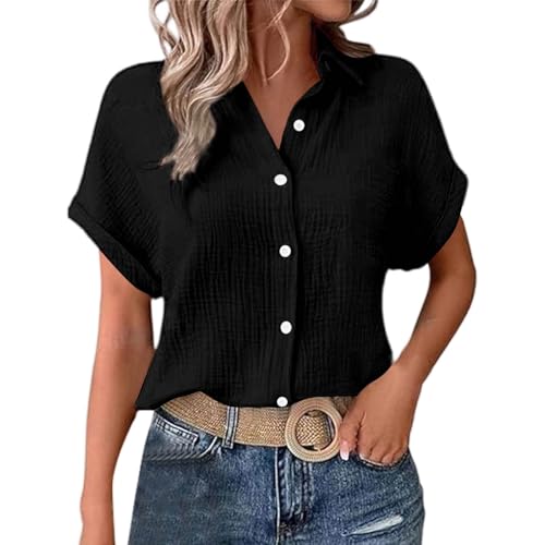 T-shirt élégant femme à col rond et boutons pour le quotidien