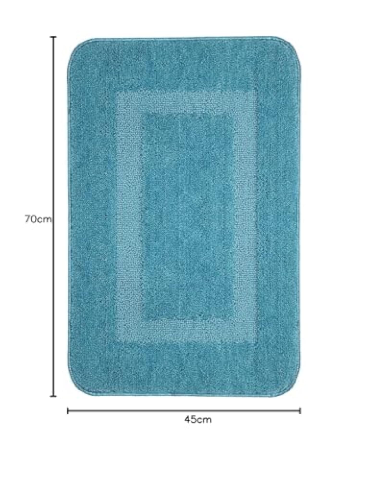 Microfiber Anti Slip Rectangular Bathmat, Turquoise