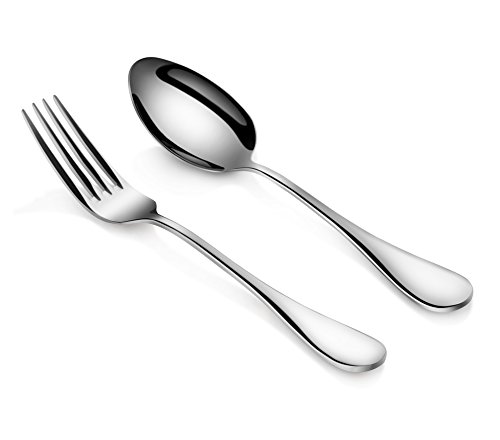 Artaste 56426 Rain 18/10 Stainless Steel Table Large Serving Spoons And Forks Set, Of 6 In Each, Silver #TOP8