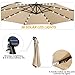 Yaheetech 10FT Solar Offset Umbrella with 32 LED Lights Cantilever Hanging Outdoor Umbrellas Handy Crank & Cross Base for Lawn/Deck/Backyard/Pool Tan