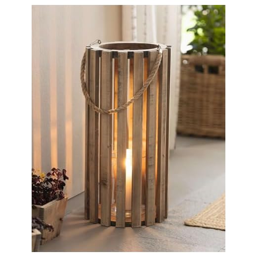 Dekoleidenschaft Laterne Recycelt aus recyceltem Holz mit Windlichtglas, Ø 28 x 58 cm, große Holzlaterne, Kerzensäule