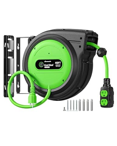 DEWENWILS&EDISHINE DEWENWILS 20 Amp Extension Cord Reel 40FT, ETL Listed, Green — $142.99 (11% off)