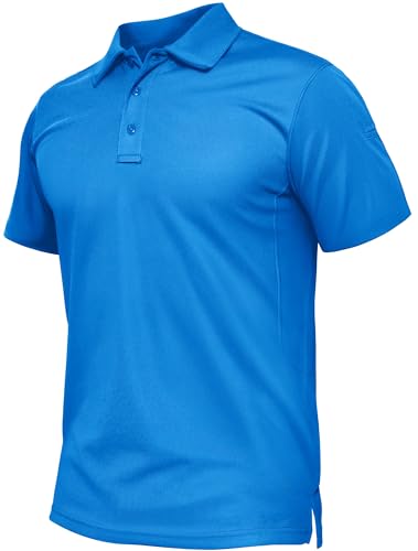 Image of TACVASEN Lightweight Polo Tops for Men Short Sleeve Golf Shirts Quick Dry Polo Work Tee Shirt Casual Summer Polo Shirts Cerulean,L