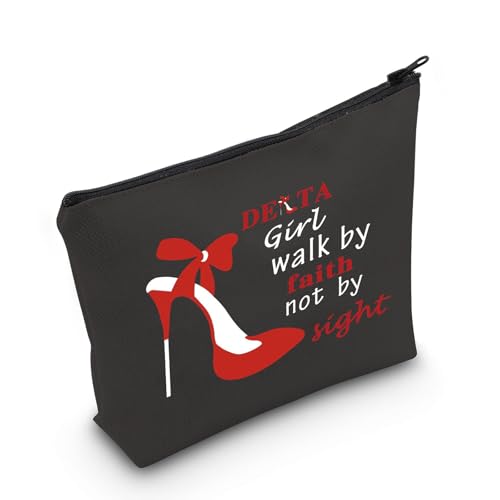 JXGZSO Walk By Faith Not By Sight Cosmetic Bag Gift Sorority Gift (Walk By Black Bag)