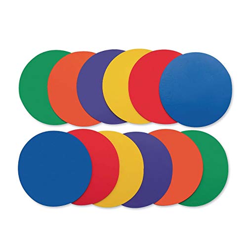 S&S Worldwide Spectrum 5", Anti-Skid, Soft Round Vinyl Spot Markers For Pe/Gym Classes, Class Room Activities And Games, Assorted Colors. Set Of 12. #TOP3
