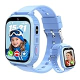 Reloj Inteligente Niño 4G GPS, IP68 Smartwatch Niños con GPS y Llamadas, SOS/Localizador WiFi/Videollamada/Chat/Voz, Modo Clase, Calendario, 7 Juegos, Alarma, Linterna, Regalo Ideal para Niños y Niñas