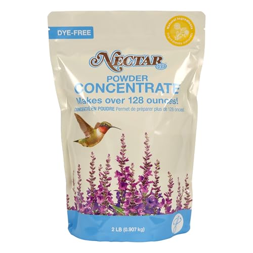 Natureâ€™s Way Nectar Series Clear Easy-to-Mix Hummingbird Wild Bird Food Powder Concentrate, Dye-Free Preservative-Free, Made with Pure Cane Sugar, Makes 128+ oz, 2 lb