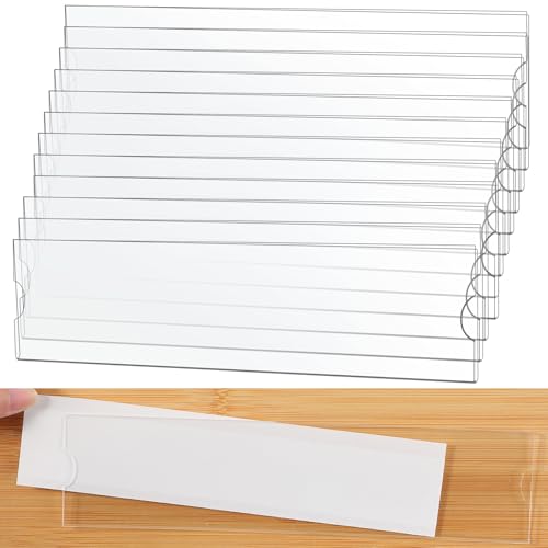12 Pack Acrylic Wall Name Plate Holder with Adhesive Tapes, 2x8 Inch Clear Horizontal Sign Holder Frame for Door, Office, Classroom Wall