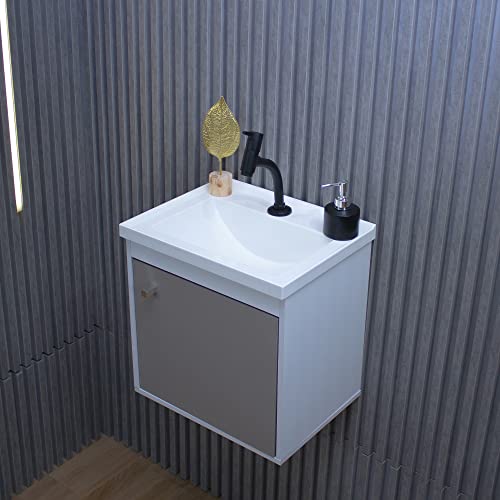 Gabinete Armario para Banheiro 100% MDF com Cuba - Veneto Gianduia 40cm