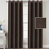 Linen Blackout Curtains 84 Inches Long for Bedroom / Living Room Thermal Insulated Grommet Curtain...