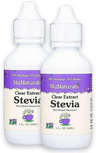 NuNaturals Liquid Stevia Sweetener, Clear Unflavored, Plastic, 2oz (2-Pack)
