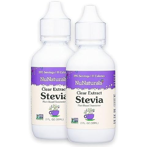 NuNaturals Clear Extract NuStevia, Plant-Based Sweetener, 2 oz, 2 pack, Plastic Cover