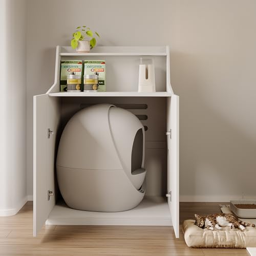 Large/Tall Cat Litter Box Enclosure Furniture, Hidden Cabinet for Self-Cleaning Litter Boxes with Storage Shelf,Furniture for Automatic Litter Boxes