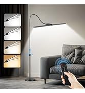 OUTON Led-vloerlamp, dimbaar, 4 kleurtemperaturen, afstandsbediening en intelligente touch-bediening, verlichting voor woonkamer, kantoor, slaapkamer, woonkamer, zilvergrijs