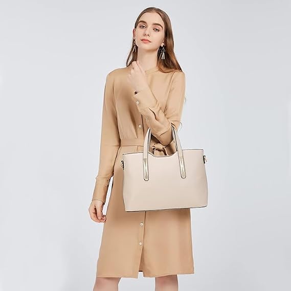 Miss Lulu Sac Fourre-Tout Femme En Cuir Synthétique - Élégant Sac à Épaule Avec Pochette Amovible, Sac Bandoulière Uni Pour Travail, Lycée, Voyages Et Shopping