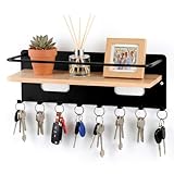 Étagère de rangement multifonctionnelle : ce porte-clé mural en bois utilise efficacement l'espace mural et répond à la fois aux exigences décoratives et organisationnelles. Avec huit crochets, il organise facilement les clés, portefeuilles, parapluies, sacs, courriers, laisses de chien, manteaux et autres petits objets dans les couloirs, les entrées, les couloirs, les bureaux et les zones similaires