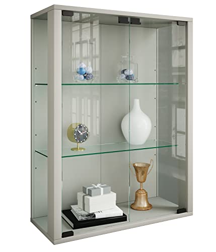 VCM 904123 Udina Vitrine Mural Bois Argent 80 x 60 x 25 cm