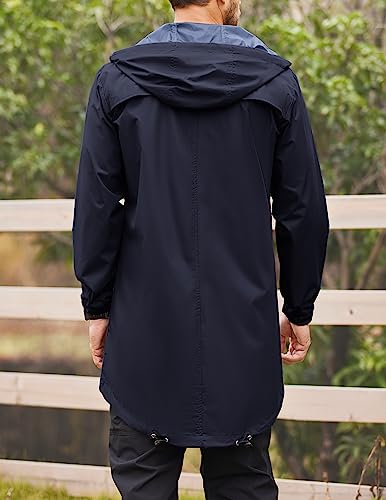 Coofandy Men's Rain Coats With Hood Waterproof Rain Jacket With Pockets Trench Raincoat Men #TOP3