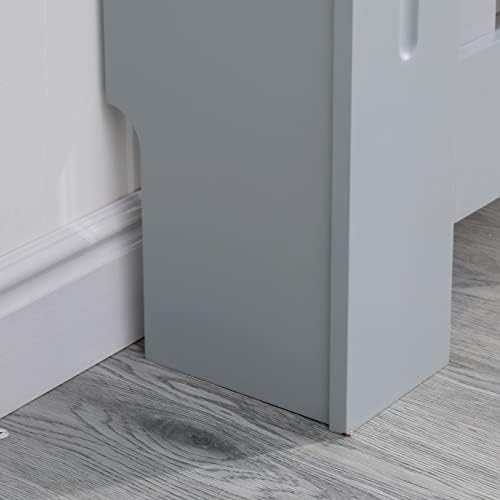 AVC Designs Kensington Radiator Cover Modern MDF Wood White Grey Vertical Slat Living Room Bedroom Hallway Cabinet (Large Grey)