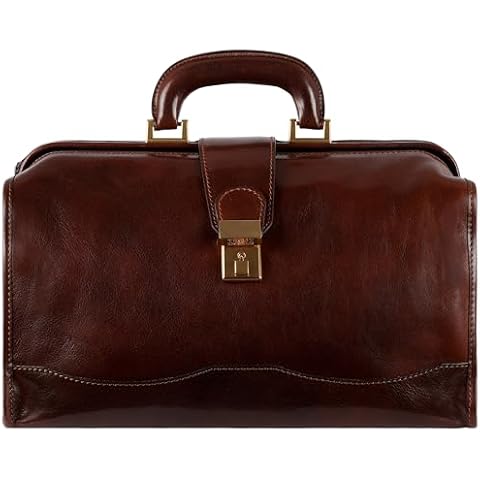 Time Resistance Vintage Leather Doctor Bag Brown Cover