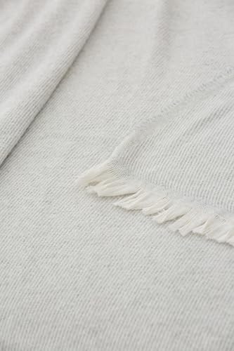 Extra weiche Baumwolldecke mit Streifenmuster, Mehrzweck-Tagesdecke für Sofa, Bett, dekorativer Bezug und Fular (Hellgrau, 120x180 cm)