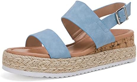 LAICIGO Womens Platform Espadrilles Ankle Buckle Strappy Flatform Open Toe Summer Wedge Sandals