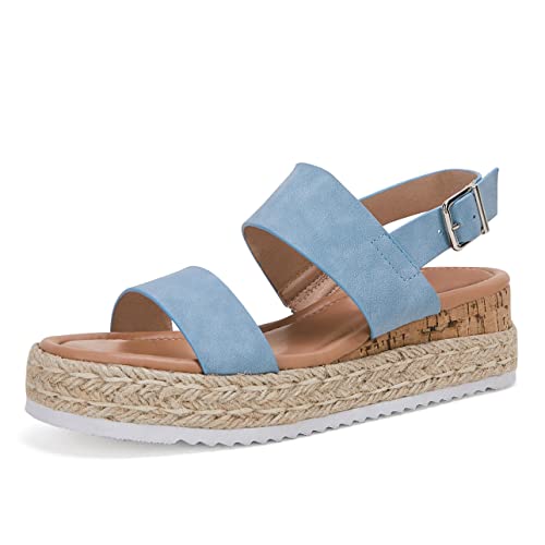 Laicigo Womens Platform Espadrilles Ankle Buckle Strappy Flatform Open Toe Summer Wedge Sandals #TOP4