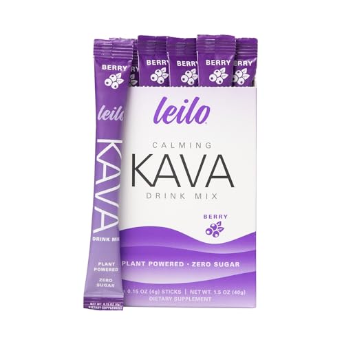 LEILO | Calming Kava Drink Mix | Berry, 10 Stick Packs (Plant-Based Relaxation Powder,...