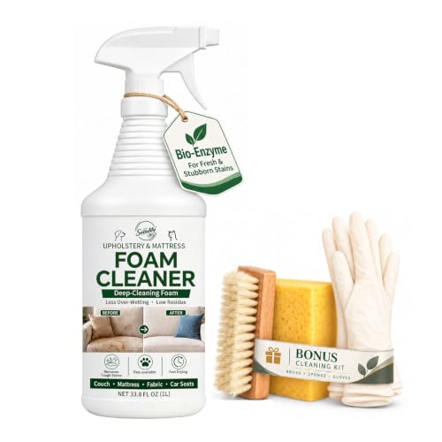 Snowlily Upholstery Cleaner Spray, Fabric Cleaner for Couch, 33.8 fl oz | Deep-cleaning foam; Stain lifting; Low residue; Deodorizes; Sofa, mattress, furniture & car seat care