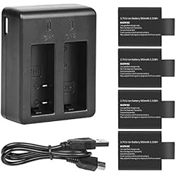 Bateria 4.2 V 8800Mah SHOOT -Kit de baterías de repuesto con cargador dual de 3,7 V, 900 mAh, baterías de iones de litio compatibles con SJCAM SJ4000, SJ5000, SJ6000, para cámaras de acción M10