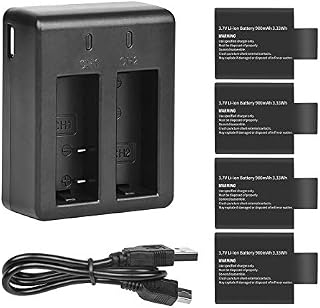 D&F Dual Battery Charger with 4 Pack Replacement Battery 3.7V 900mAh Li-ion Compatible