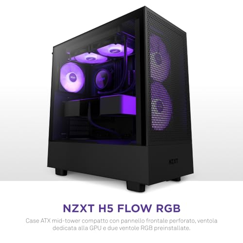 H5 Flow RGB Compact ATX Mid-Tower PC Gaming Case - CC-H51FB-R1 - Pannello frontale perforato ad alto flusso d'aria - Pannello laterale in vetro temperato - 2 ventole F140 RGB Core - Nero - Mouse gaming - Immagine 1