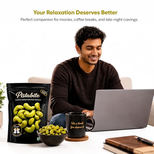 Image of DRIYOZ Pistabite Pista Flavoured Cashews 250g | Premium Crunchy Kaju Coated with Rich Pistachio Flavour Granules | Gourmet Sweet Nut Snack for Gifting, Parties & Daily Snacking