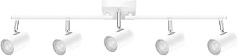 AUQUEE 5-Light Track Lighting Fixture Ceiling, Matte White Modern LED with Rotatable Heads