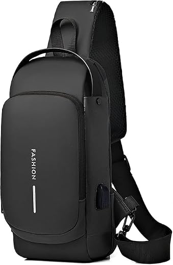 TOURISTIANO Crossbody Sling Bag, Waterproof Polyester, Hard-Shell Anti-Theft with Built-in Password Lock, Slim Lightweight...