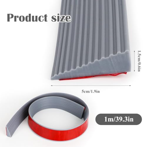 Türschwellenrampen 1,6x5,5x100cm, Übergangsprofil Überstreifen für Türschwellen, Schwelle Übergangsschiene Selbstklebend, Rutschfeste Gummirampe Auffahrrampe für Rollstuhl, Kinderwagen, Scooter, Grau