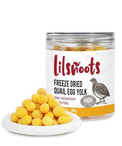 LILSNOOTS Freeze Dried Quail Egg Yolk Dog Treats 9.2oz Single Ingredient Pet Treats for Dogs Cats Healthy Freeze-Dried Pet Food Meal Topper Grain&Gluten&Rawhide Free No Additives Training Treats