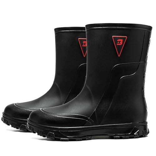 Image of Rain Boots Men, Rubber Rain Boot Waterproof PVC Lightweight and Durable Garden Boots