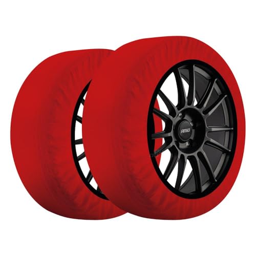 AMIO Textile EN16662-1/Önorm V5121 - Catene da neve per pneumatici da auto, 2 pezzi, colore: Rosso