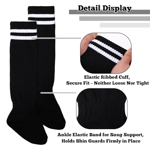 Nydotd 3 Pairs Kids Soccer Socks Striped Knee High Socks Athletic Football Baseball Softball Sock for Boys Girls — view 4