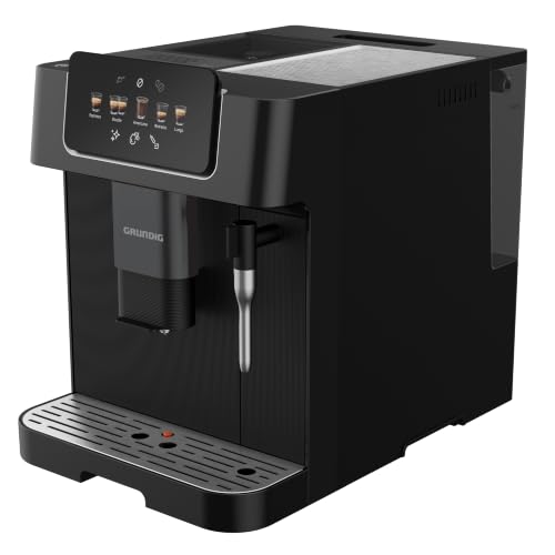 GRUNDIG KVA 6230 - Cafetera automática con boquilla para espumar leche, mecanismo de acero inoxidable con 13 grados de molienda, depósito de granos de 250 g, depósito de agua extraíble de 2 litros,